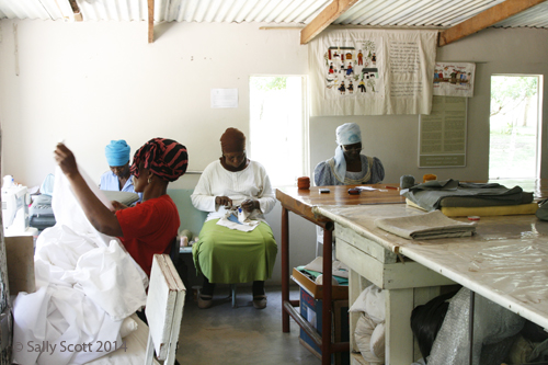 A group of women from the nearby village come each day to this centre to embroider and document their stories