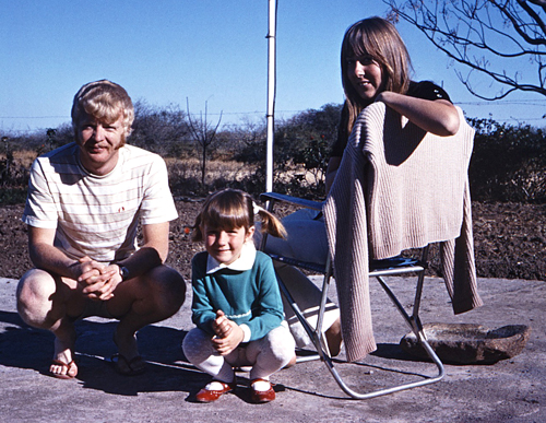 Anthony, Nicky and Sally in Botswana 1972